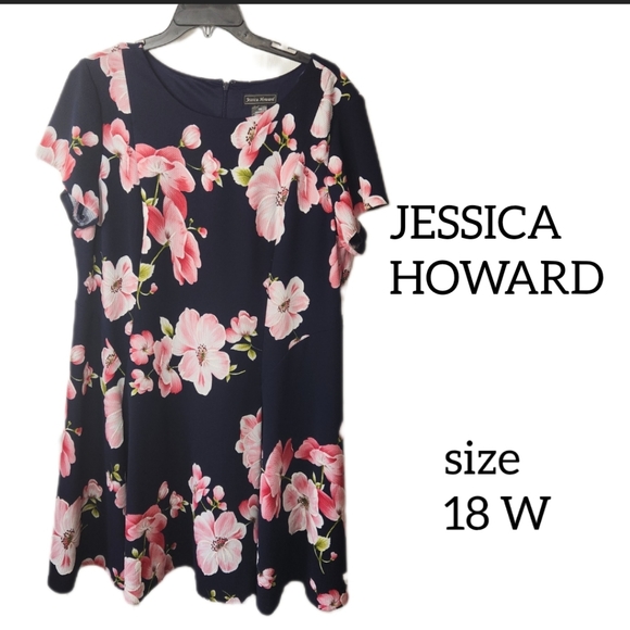 Jessica Howard Dresses Jessica Howard Floral Dress Size 8 W Navy Blue And Pink Floral Print